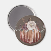 Herfst bloemenpompoen bruin, terracotta, plumb magneet (Voorkant / Achterkant)