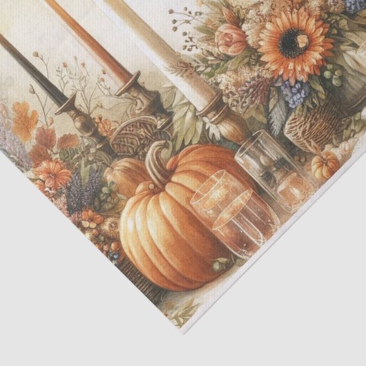 Herfst Bloemenpompoen Decoupage Tissuepapier (Detail)