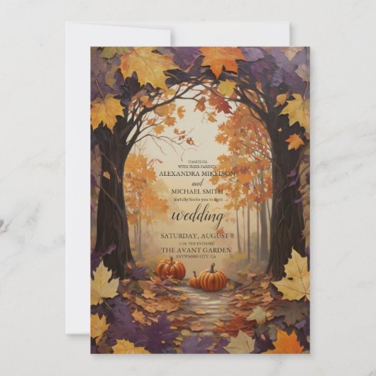 Herfst Bloemenpompoen rustieke bruiloft Kaart (Voorkant)