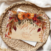 Herfst Bloemenpompoen rustieke bruiloft RSVP Kaartje