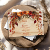 Herfst Bloemenpompoen rustieke bruiloft Save The Date