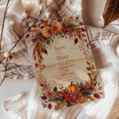 Herfst Bloemenpompoen rustieke bruiloft Save The Date