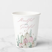 Herfst Bloemenpompoen Thanksgiving Papieren Bekers (Achterkant)