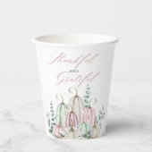 Herfst Bloemenpompoen Thanksgiving Papieren Bekers (Voorkant)