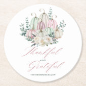 Herfst Bloemenpompoen Thanksgiving Ronde Kartonnen Onderzetter (Voorkant)