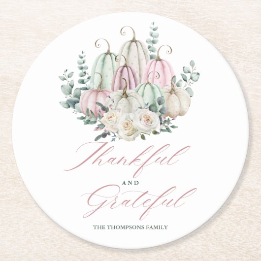 Herfst Bloemenpompoen Thanksgiving Ronde Kartonnen Onderzetter (Voorkant)