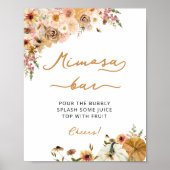 Herfst Bloemenpompoen Vrijgezellenfeest Mimosa Bar Poster (Voorkant)