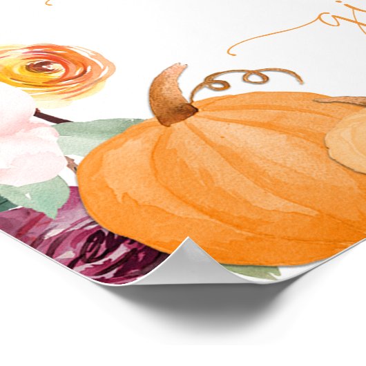 Herfst bloemenpompoenen Boeken en geschenken teken Poster (Hoek)