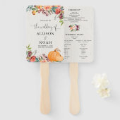 Herfst bloemenpompoenen waterverf bruiloft program handwaaier (Voorkant en achterkant)