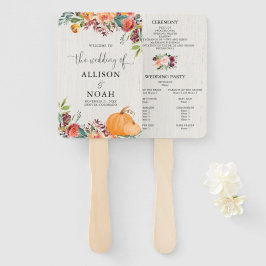 Herfst bloemenpompoenen waterverf bruiloft program handwaaier