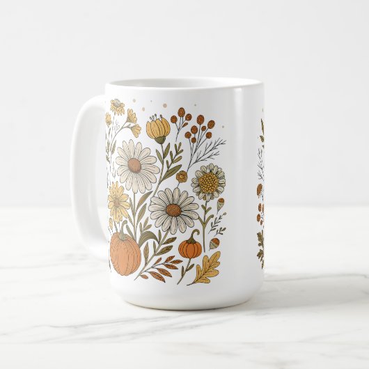 Herfst Bloemenpompoenen Wildflowers Decor Koffiemok (Voorkant links)