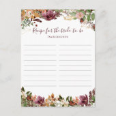 Herfst bloemenrecept voor de bruid briefkaart (Voorkant)