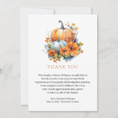 Herfst Bloemenrouwbegrafenis Dank u Bedankkaart (Voorkant)