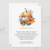 Herfst Bloemenrouwbegrafenis Dank u Bedankkaart (Voorkant / Achterkant)