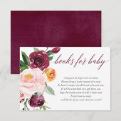 Herfst bloemenroze bordeauxrood baby shower Boekaa Informatiekaartje (Voorkant / Achterkant)