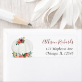 Herfst bloemenrustieke bordeaux witte pompoen etiket (Insitu)