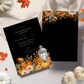Herfst Bloemenschildering Thanksgiving Dinner Kaart
