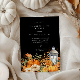 Herfst Bloemenschildering Thanksgiving Dinner Kaart