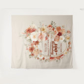 Herfst bloementerracotta blush groovy 100e verjaar wandkleed (Voorkant (horizontaal))