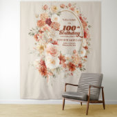 Herfst bloementerracotta blush groovy 100e verjaar wandkleed (In situ)