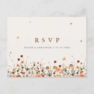 Herfst bloementuin bloemen boho bruiloft RSVP Briefkaart