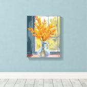 Herfst Bloemenvase Aquarel Canvas Afdruk (Insitu (Houten vloer))