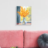 Herfst Bloemenvase Aquarel Canvas Afdruk (Insitu (Woonkamer))