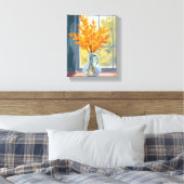 Herfst Bloemenvase Aquarel Canvas Afdruk (Insitu (Slaapkamer))