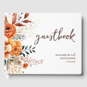 Herfst bloemenwarme tonen botanische bruiloft gastenboek (Voorkant)