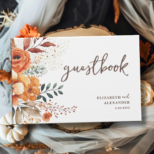Herfst bloemenwarme tonen botanische bruiloft gastenboek