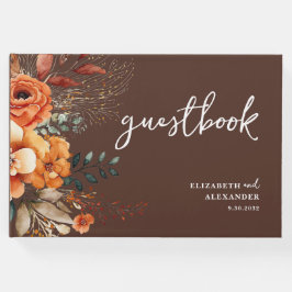 Herfst bloemenwarme tonen botanische bruiloft gastenboek