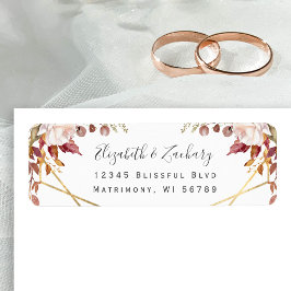 Herfst Bloemig Goud Herfst Bruiloft Retouradres Etiket