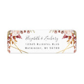 Herfst Bloemig Goud Herfst Bruiloft Retouradres Etiket (Voorkant)