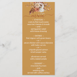 Herfst Bloemig Gouden Trouwmenu Menu