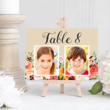 Herfst Bloemig Kindertijd Foto Tafel Nummerkaart