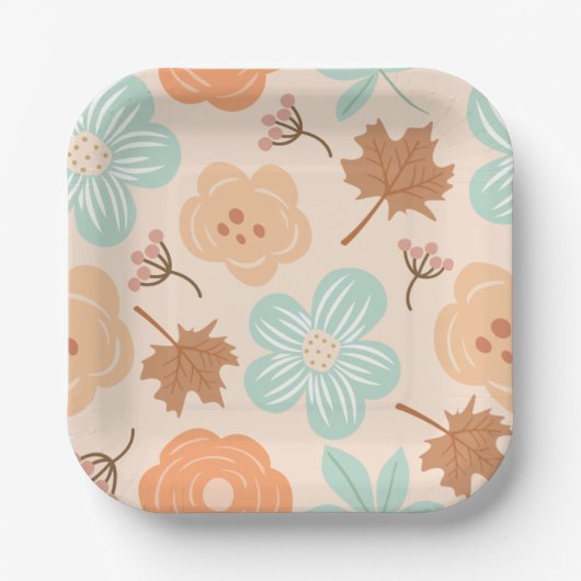 Herfst Bloemig Papieren Bord (Voorkant)