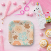 Herfst Bloemig Papieren Bord (Feest)