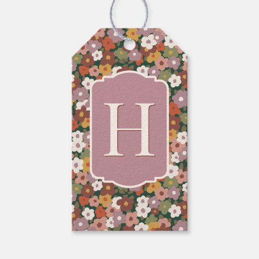 Herfst Bloemig Patroon Cadeaulabel (Voorkant)