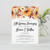 Herfst bloemige 10e trouwdag  kaart (Staand voorkant)