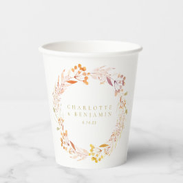Herfst Bloemige Aquarel Krans Boho Gepersonaliseer Papieren Bekers