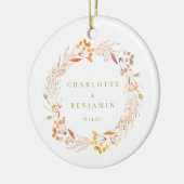 Herfst Bloemige Aquarel Krans Boho Persoonlijk Keramisch Ornament (Links)