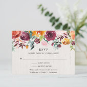 Herfst bloemige aquarel rustieke trouw-RSVP Informatiekaartje (Staand voorkant)