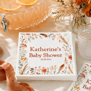 Herfst bloemige babyshower servet