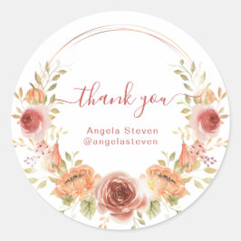 Herfst bloemige bedankje Classic Ronde Sticker