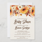 Herfst Bloemige Beige Baby Shower Kaart (Voorkant)