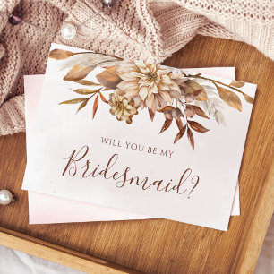 Herfst bloemige bladval Wil je mijn bruidsmeisje z Kaart