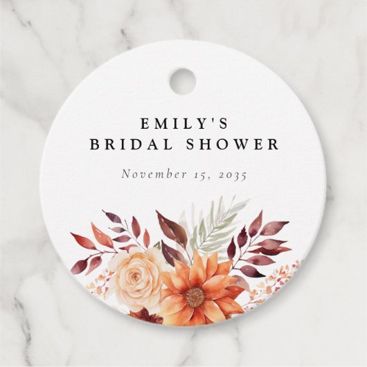 Herfst Bloemige Boho Bruidsdouche Bedankjes Labels (Voorkant)