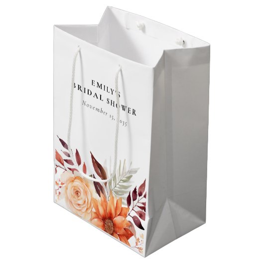 Herfst Bloemige Boho Bruidsdouche Medium Cadeauzakje (Voorkant Gekanteld)