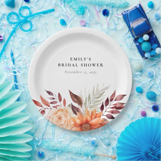 Herfst Bloemige Boho Bruidsfeest Papieren Bordje (Feest)