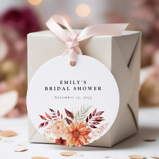 Herfst Bloemige Boho Bruidsmeisjes Borrel Bedankjes Labels